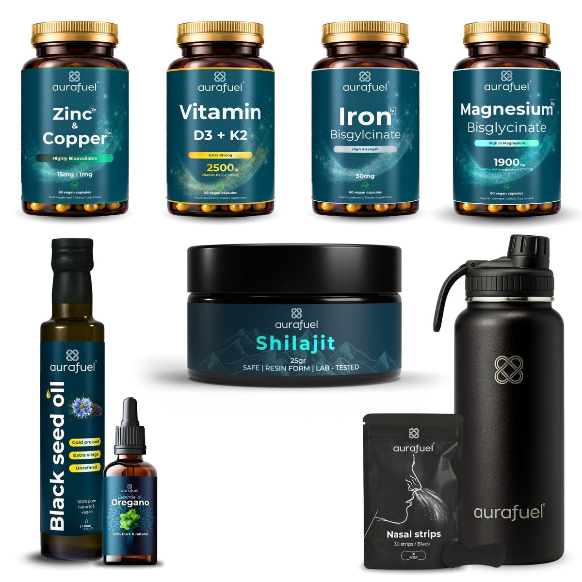 The Complete Daily Stack – 8-Piece Oils & Essential Nutrients Bundle